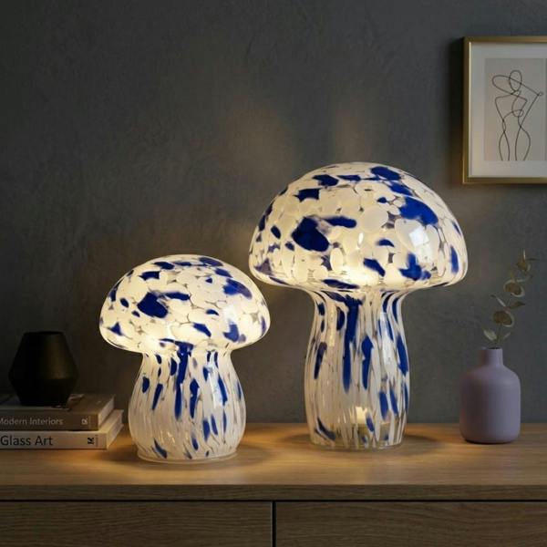 Garden Greatness Maison Aqua Duo LED Glass Mushroom Lamp