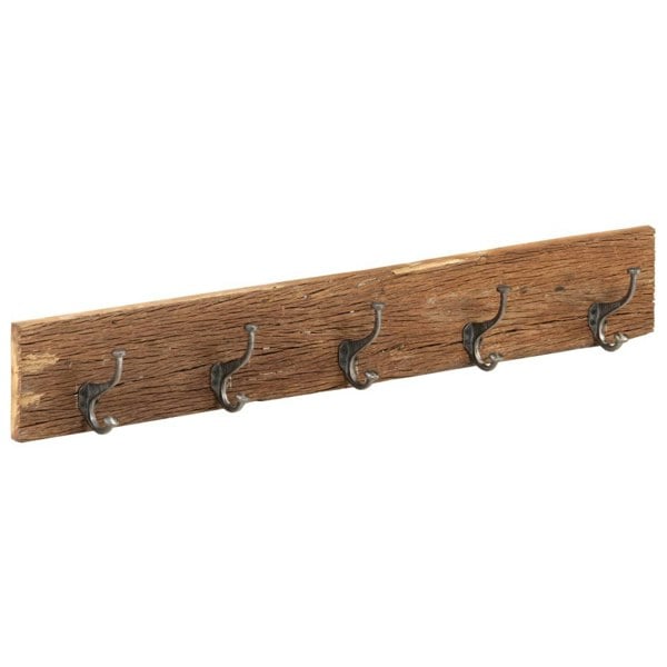 Berkfield Hall Hanger with 5 Hooks 100x2.5x15 cm Solid Reclaimed Wood