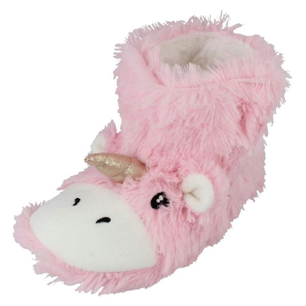 Spot On Childrens Pink Unicorn Bootee Slippers - X2111