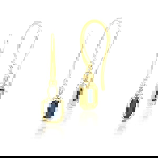 Gemondo Classic Sapphire Baguette & Diamond Drop Earrings In 9ct Yellow Gold