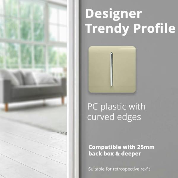 Trendi Switch 1 Gang 1 or 2 way Rocker Light Switch in Champagne Gold