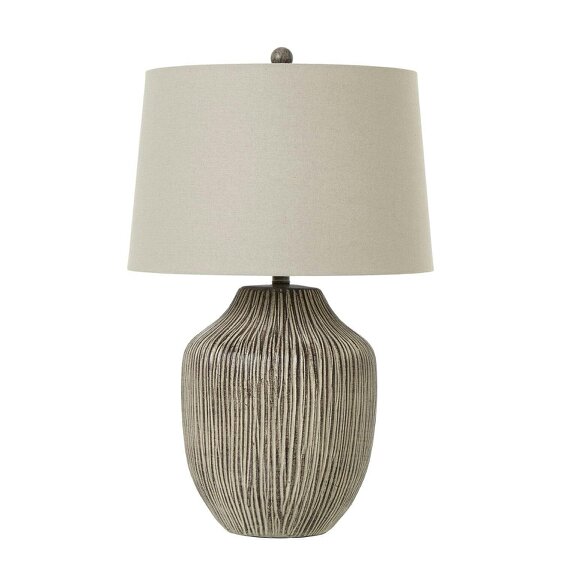 Wyld Haus Ochre Carved Textured Table Lamp With Linen Shade
