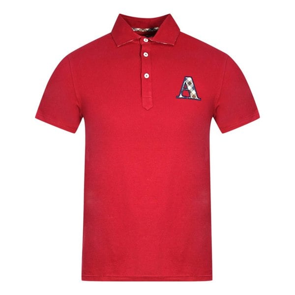 Aquascutum Check A Logo Polo Shirt - Red