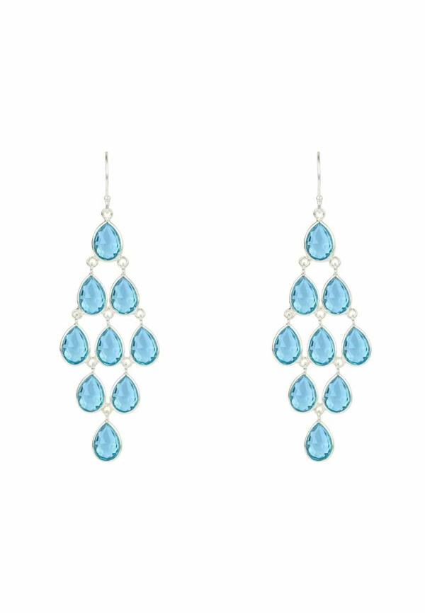 Erviola Gemstone Cascade Earrings Silver Blue Topaz Hydro - LATELITA Earrings