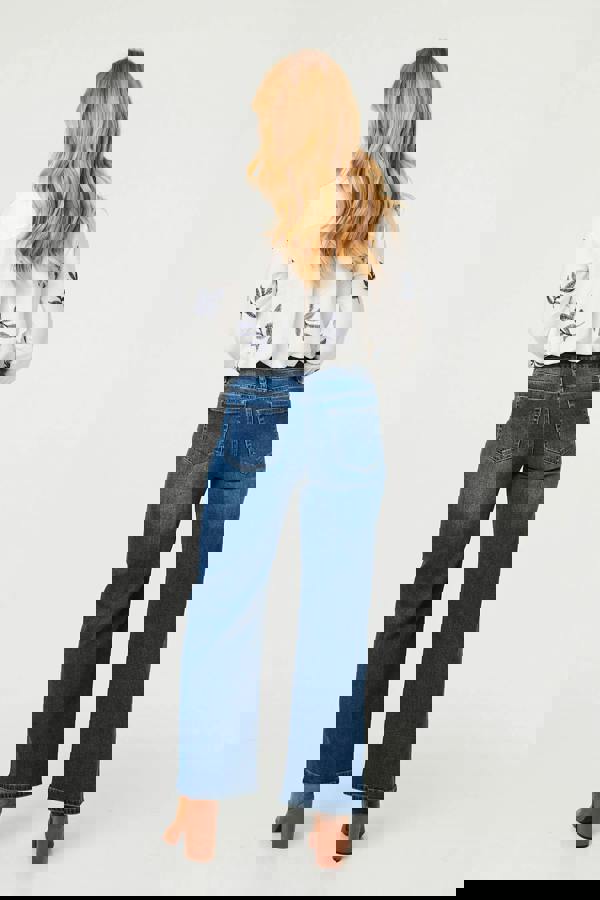 White | Leaf Embroidered 3/4 Sleeve Shirt