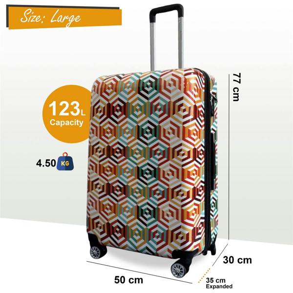 Snowball Strong Expandable Hard Shell Dual 4 Wheel Suitcase Set Print Luggage Cabin Travel Bag