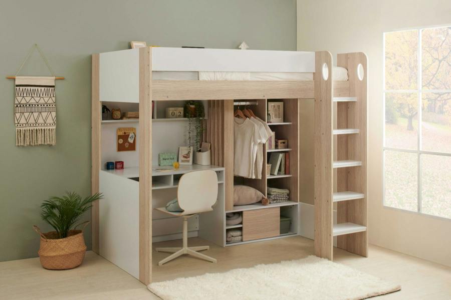 Flair Hampton High Sleeper with Wardrobe White