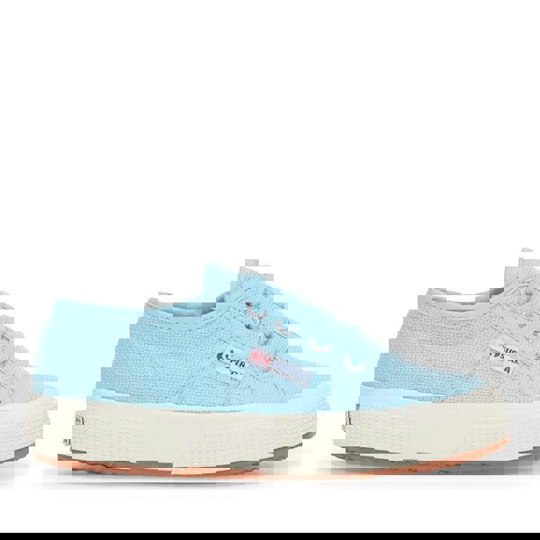 Superga Childrens/Kids 2750 Jcot Leather Trainers - Crystal Azul/Avorio