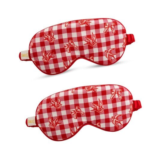 Satin Sleep Mask Twin Pack Sets - Various Designs - Gingham Bows & Birds