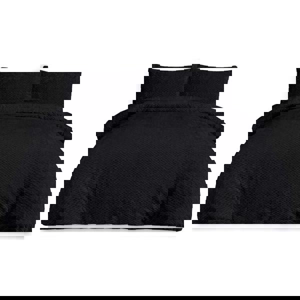 Smart Living Luxury Super Soft & Reversible Waffle Teddy Fleece Duvet Set- Black