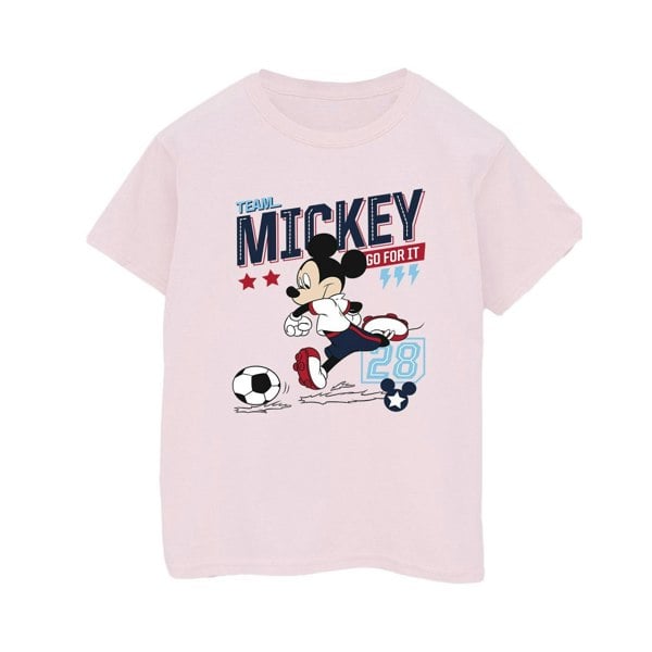 Disney Mens Mickey Mouse Team Mickey Football T-Shirt - Baby Pink