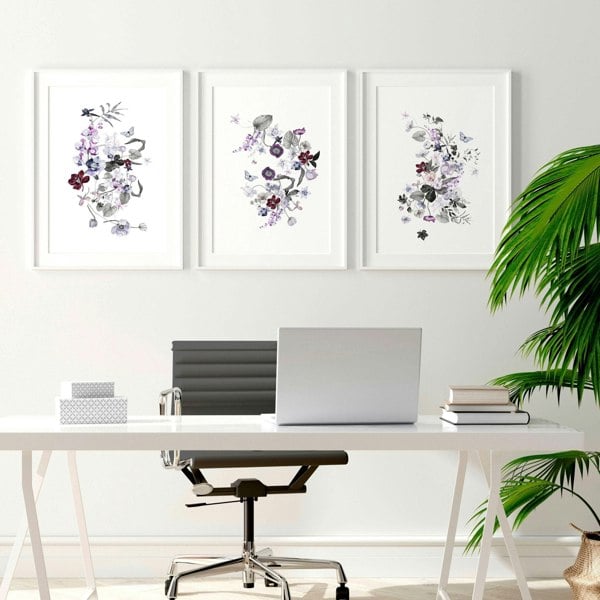 Flower art | set of 3 wall art for Home office decor