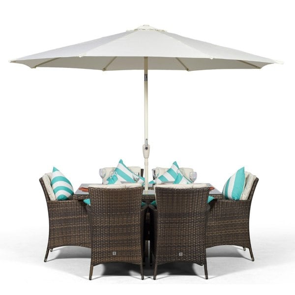 Giardino Savannah Rectangular 6 Seater Patio Dining Set with Ice Bucket Drinks Cooler