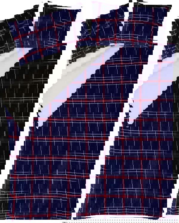 Smart Living Check Printed Flannel Fleece Duvet Set - Navy