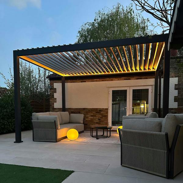 Ocean Designs Tivoli E-LED 4m x 3m Grey Frame Free Standing Pergola