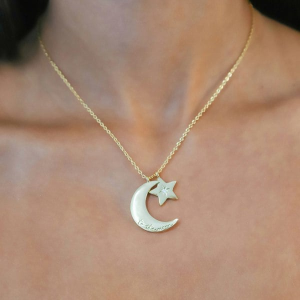 Luna Charles Cherish To The Moon & Back Necklace - 18k Gold Plated