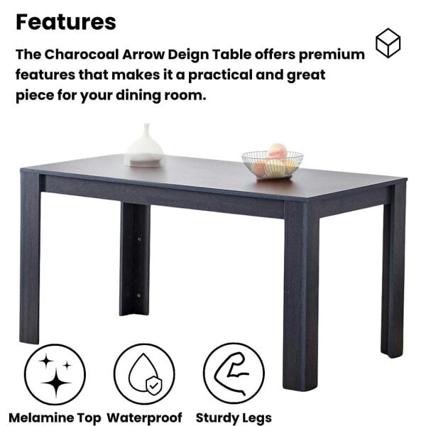 Kosy Koala Arrow Charcoal Dining Table Set With 4 Faux Leather Dining Chairs Kitchen Dining Furniture Set
