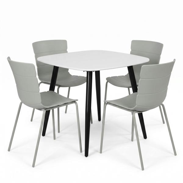 Core Products Aspen Dining Set - White Square Table & 4 Bali Dining Chairs