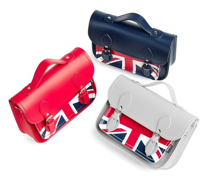 Zatchels Union Jack Midi Satchel - Ghost Grey