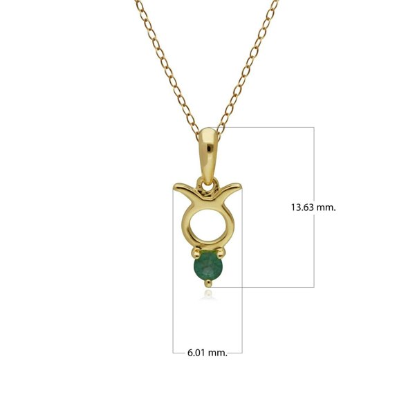 135P1996019 Emerald Taurus Zodiac Charm Necklace in 9ct Yellow Gold 2