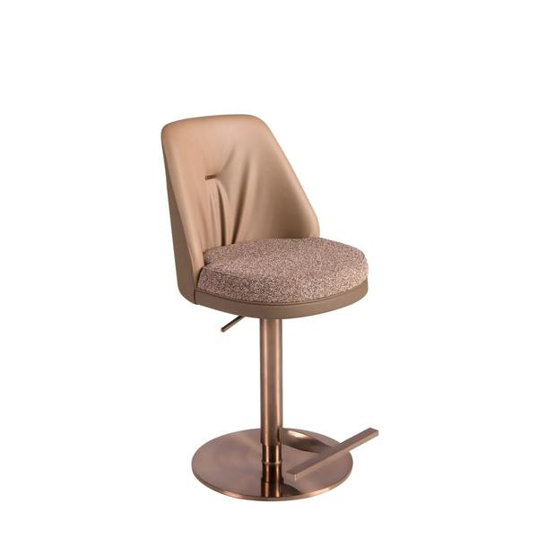 Angel Cerdá Swivel Stool in Mottled Brown Fabric and Brown Leatherette 4227