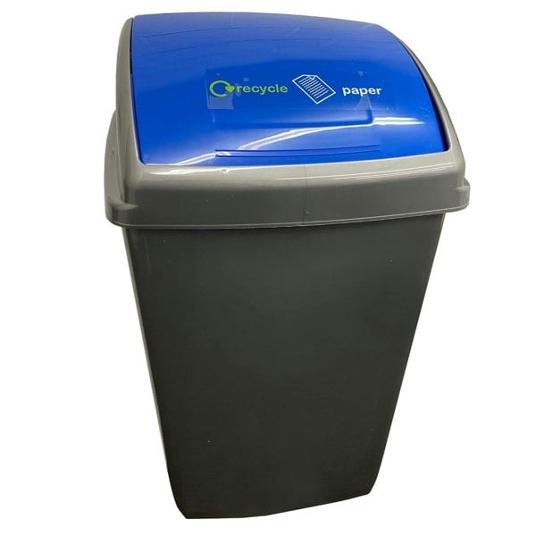 Set Of 3 Grey 50L Commercial Recycling Bins With Colour Coded Lids