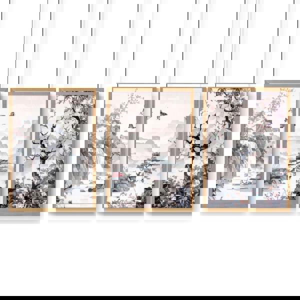 Wall Art For Living Room Large | Set of 3 Chinoiserie Wall art Prints