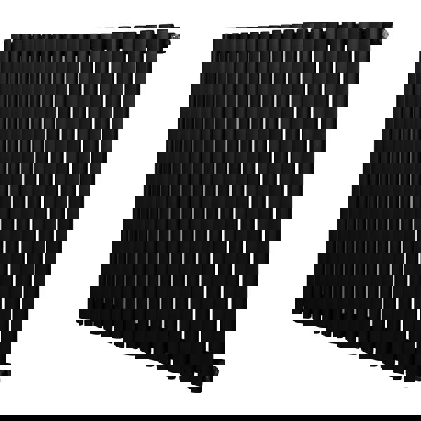 Sleek black oval single column radiator with a matte finish, featuring elongated vertical tubes for efficient heating and modern design