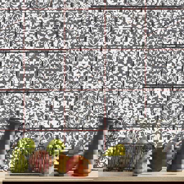 WALPLUS WT1543 - Vintage Cracked Design Medieval Tiles Wall Stickers - 15 cm x 15 cm - 24 pcs