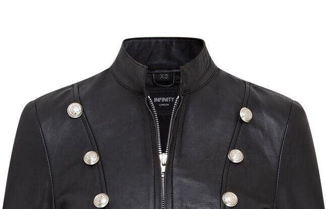 Infinity Leather Womens Gothic Full Length Edwardian Leather Coat - Atlanta