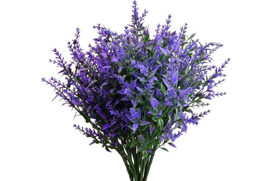 Dyzi Artificial Lavender Topiary Flowers Weatherproof Bushes with Spike
