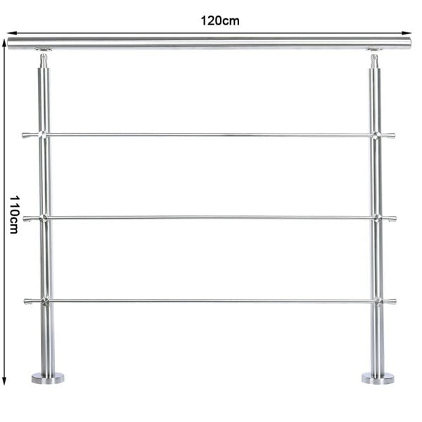 Silver Floor Mount Stainless Steel Handrail for Slopes and Stairs Living and Home