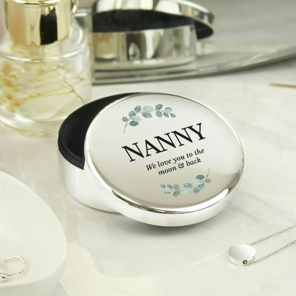 Personalised Memento Company Personalised Botanical Round Trinket Box