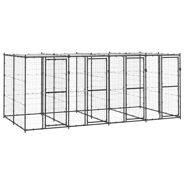 Berkfield Outdoor Dog Kennel Steel with Roof 9.68 må_