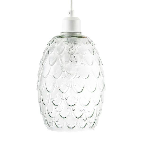 Modern Clear Embossed Glass Pendant Light shade with Scalloped Pattern Image 4