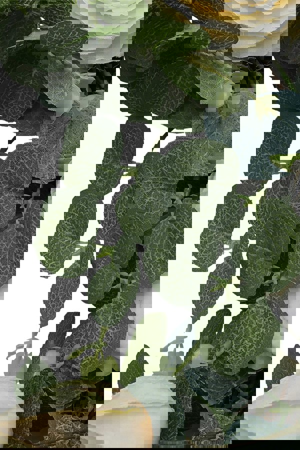 Living and Home D40cm Artificial Camellia Eucalyptus Wreath