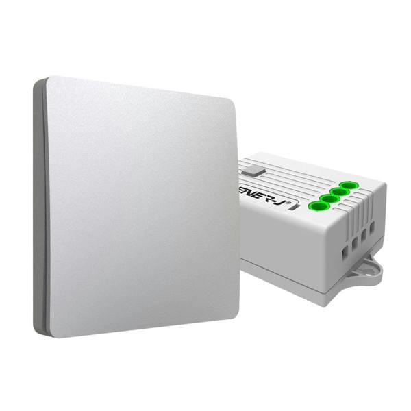 ENER-J 1 Gang Wireless Kinetic Switch, (Silver Finish) + 500W RF Receiver
