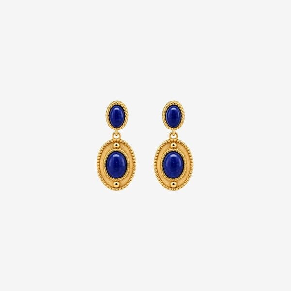 Uchi & Soto Enso Solid 925 Silver with 18K Gold Vermeil and Lapis Lazuli Stone Drop Earrings