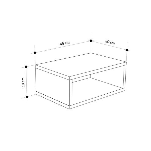 Decortie Modern Floating Bedside Table w/ LED Lights 45cm Wall-Mount Nightstand End Table Open Shelf Bedroom
