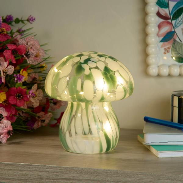Pixie LED Glass Mushroom Lamp - Green