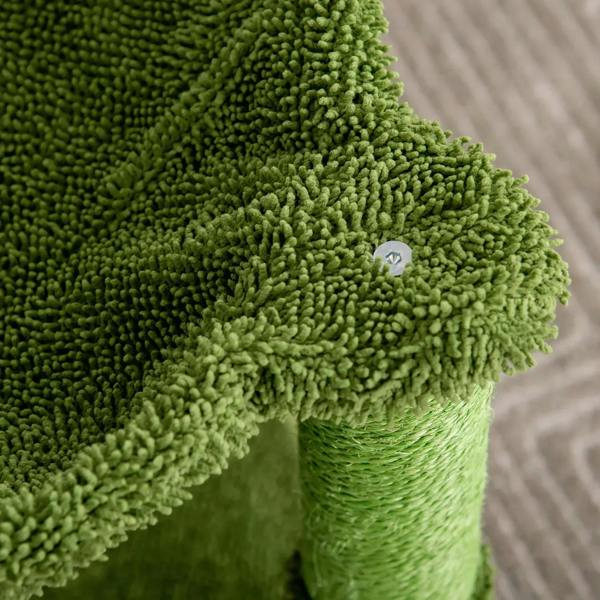 Close-up of green cactus cat tree sisal texture on scratching post