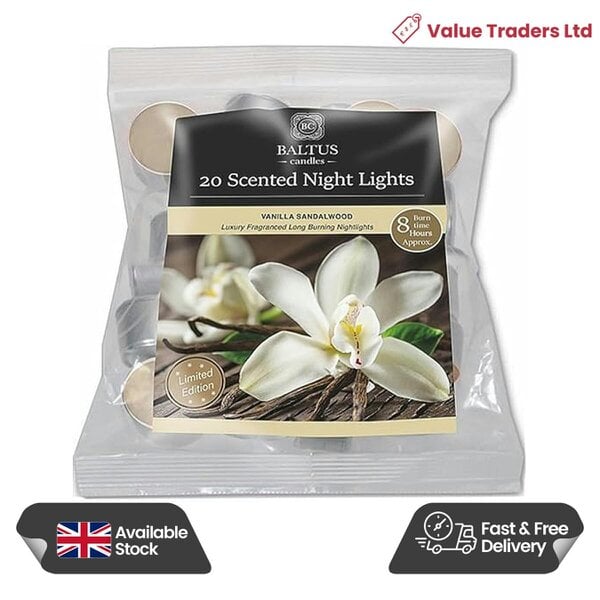 Baltus Vanilla & Sandalwood Scented Tealight Candles, Pack of 20