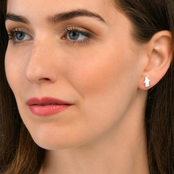 namana 925 Sterling Silver Cute Penguin Shaped Small Stud Earrings for Women