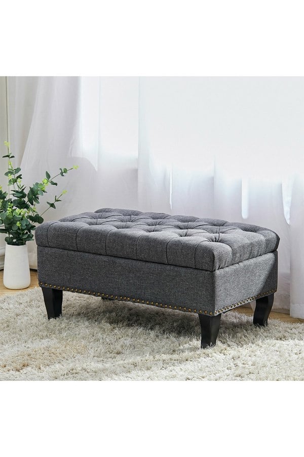 Living and Home Tufted Rectangle Ottoman Footstool