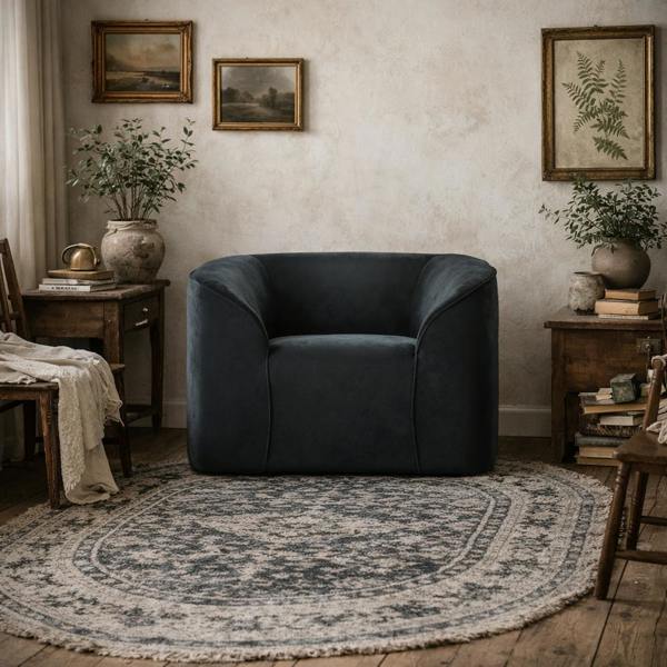 Wyld Haus Carlow Black Velvet Armchair