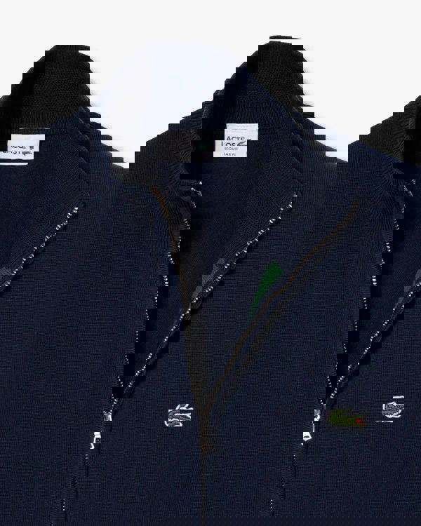 Lacoste High Neck Zipped Cotton Mens Sweater - Navy Blue 166