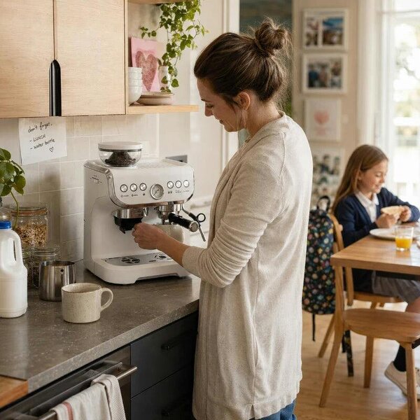 15 Bar Coffee Machine, with Adjustable Grind, Steamer and Accessories - White - White