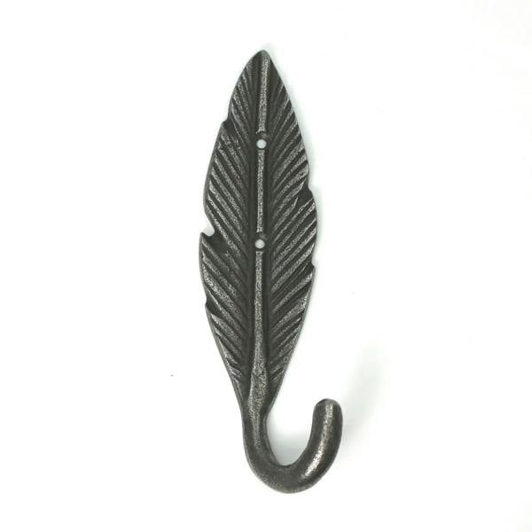 Antique Cast Iron Single Feather Coat Hook