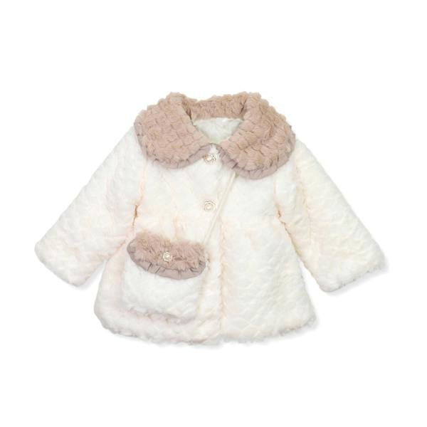 Cinda Faux Fur Coat with Matching Shoulder Bag