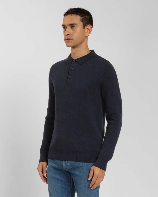 Steel & Jelly Heavy Milano Knit Long Sleeve Polo Shirt